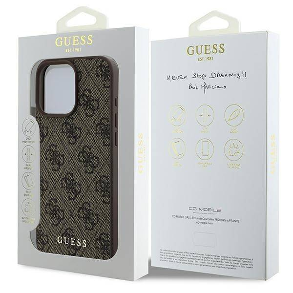 Etui Guess iPhone 16 Pro Max brązowy/brown hard case 4G Classic