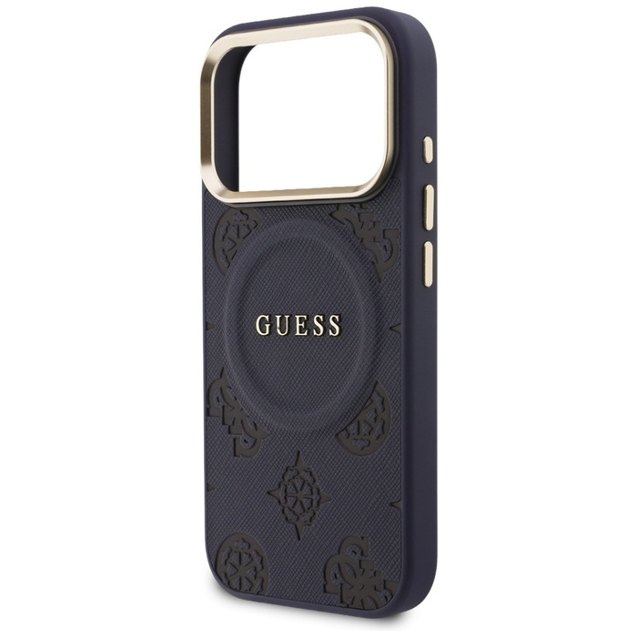 Etui Guess Peony Hot Stamp MagSafe do    iPhone 17 Pro Max niebieski