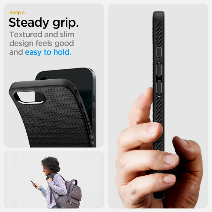 ETUI SPIGEN IPHONE 16E LIQUID AIR MATOWE CZARNE