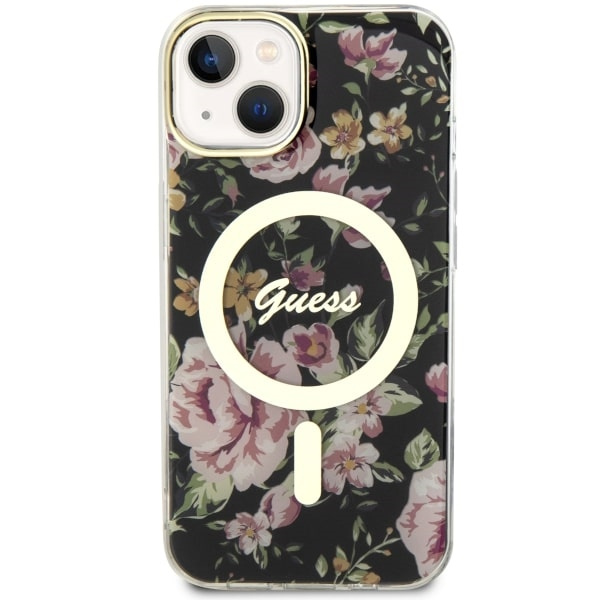 Etui Guess GUHMP14MHCFWSK iPhone 14 Plus 6.7" czarny/black hardcase Flower MagSafe Case