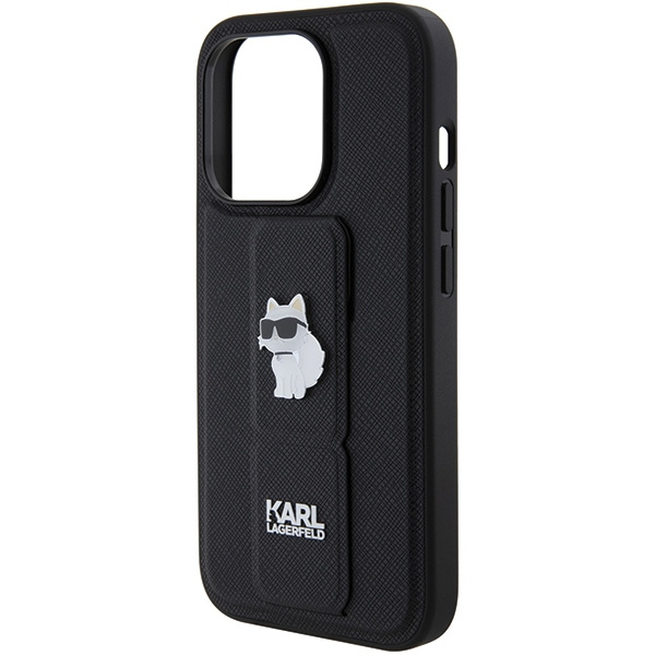 Etui Karl Lagerfeld KLHCP15XGSACHPK iPhone 15 Pro Max 6.7" czarny/black hardcase Gripstand Saffiano Choupette Pins Case