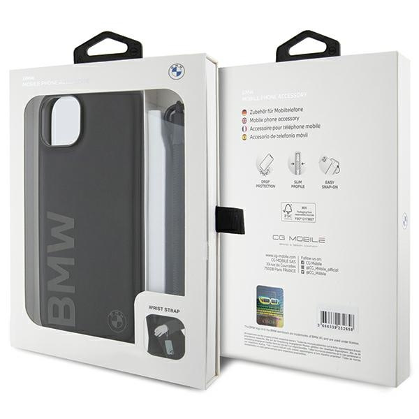 Etui Bmw Bmhcp15s23rmrlk Iphone 15 / 14 / 13 6.1" Czarny/black Hardcase Signature Leather Wordmark Cord Case