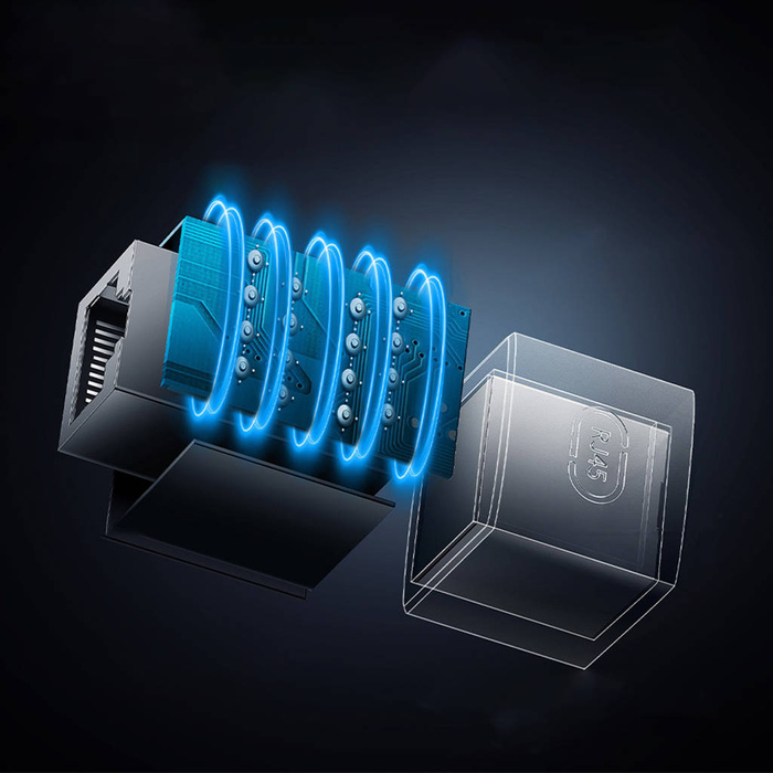 Złączka sieciowa łącznik kabli Ethernet RJ-45 Baseus AirJoy Series 2 szt. - czarna