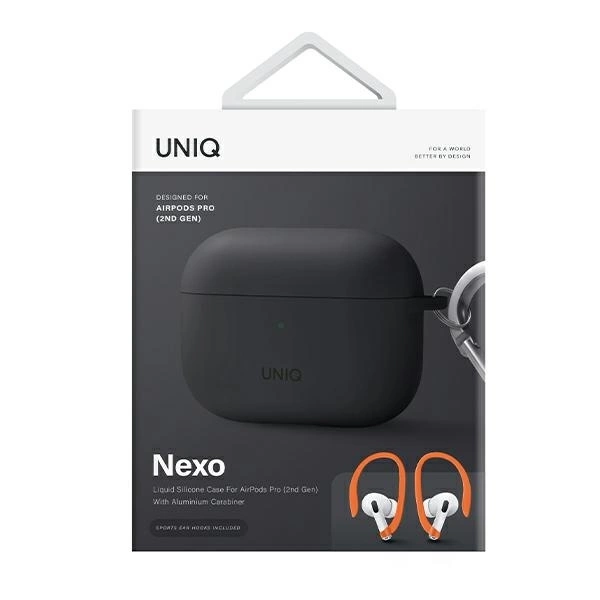 UNIQ etui Nexo AirPods Pro 2 gen + Ear Hooks Silicone szary/charcoal grey