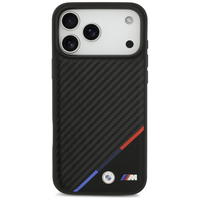 Etui BMW M Carbon Tricolor Line MagSafe  do iPhone 17 Pro Max czarny