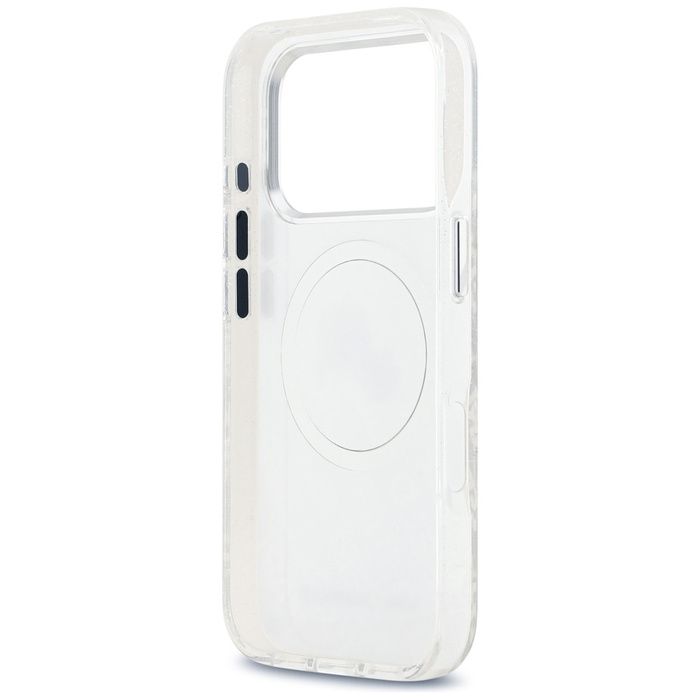 Etui Karl Lagerfeld IML Glitter Karl &   Choupette Heads Logo MagSafe do iPhone 17 Pro szary