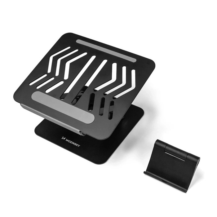 Podstawka pod laptopa Wozinsky WRS-CPY84SB 360 aluminiowa + Gratis! podstawka do smartfona - czarna