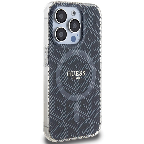 Etui Guess GUHMP15XHGCUSTGK iPhone 15 Pro Max 6.7" czarny/black hardcase IML GCube MagSafe Case