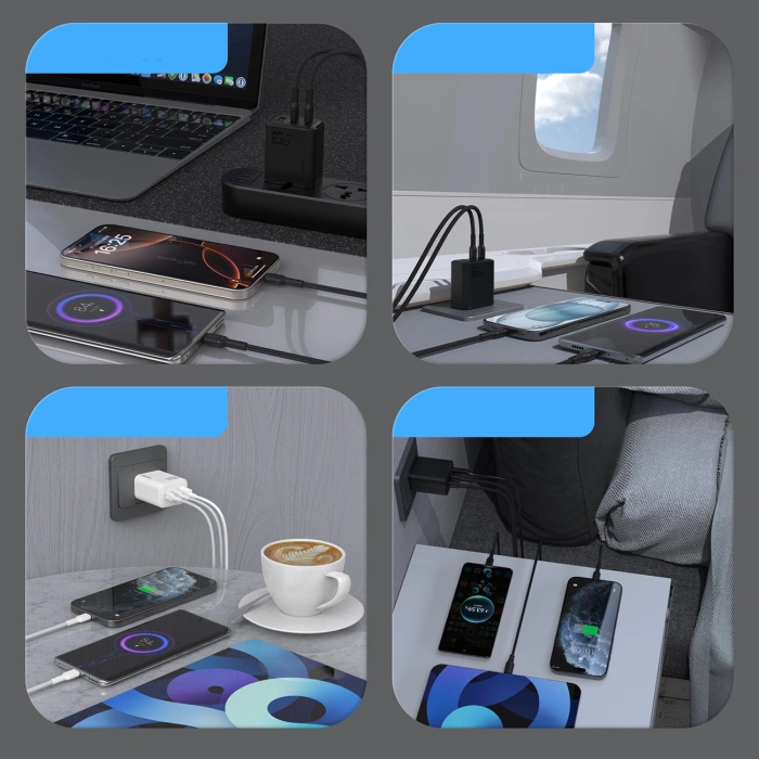 Ładowarka sieciowa Dudao A29 65W GaN 2 x USB-C + 1 x USB-A - czarna