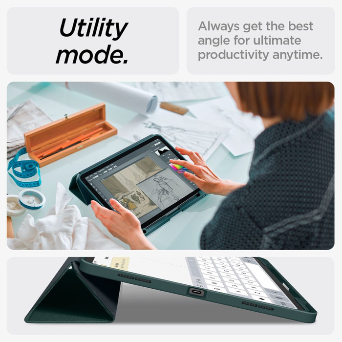 ETUI SPIGEN URBAN FIT IPAD AIR 13 2024 MIDNIGHT GREEN
