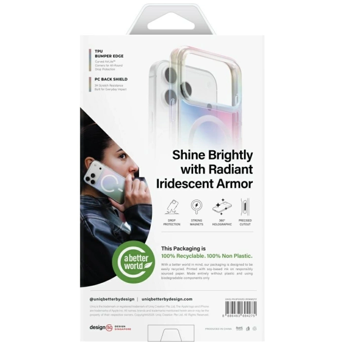 Etui UNIQ Iridescia do iPhone 17 Pro Max Magclick Charging midnight quartz