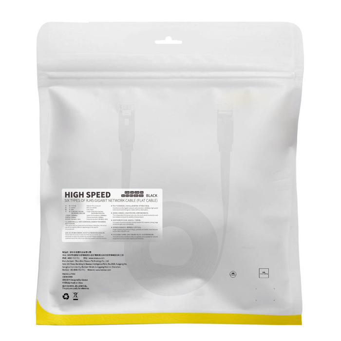 Baseus Speed Six kabel sieciowy płaski RJ45 1000Mbps 15m czarny (WKJS000301)