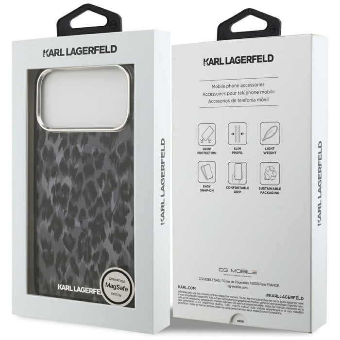 Etui Karl Lagerfeld IML Leopard Pattern  MagSafe do iPhone 17 Pro Max czarny