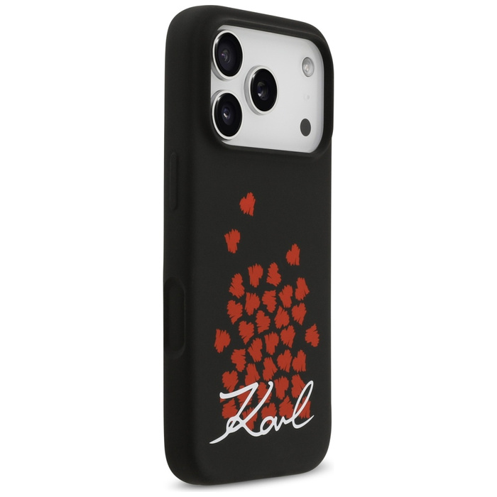 Etui Karl Lagerfeld Silicone Heart Sign  Logo MagSafe do iPhone 17 Pro czarny