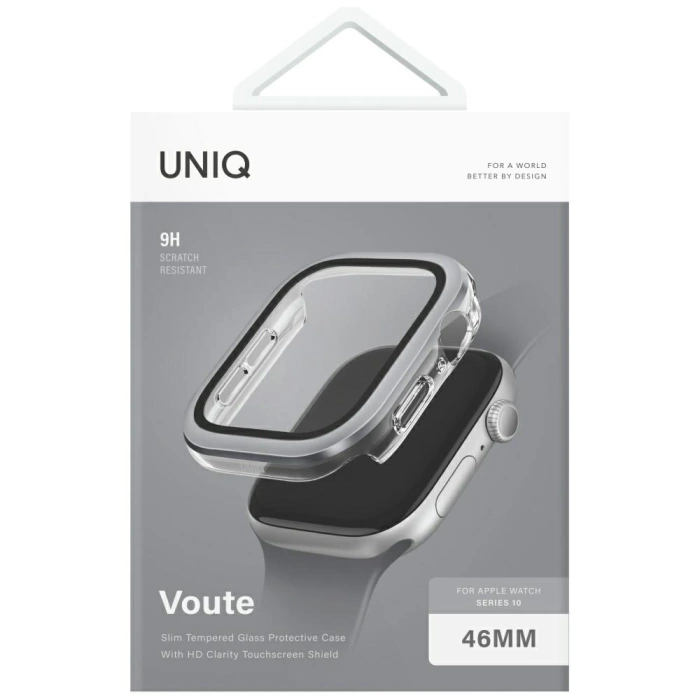 Etui Szkło Hartowane UNIQ Voute do Apple Watch Series 10 46mm srebrny