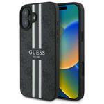 Etui Guess iPhone 16 6.1" czarny/black hardcase 4G Printed Stripes MagSafe