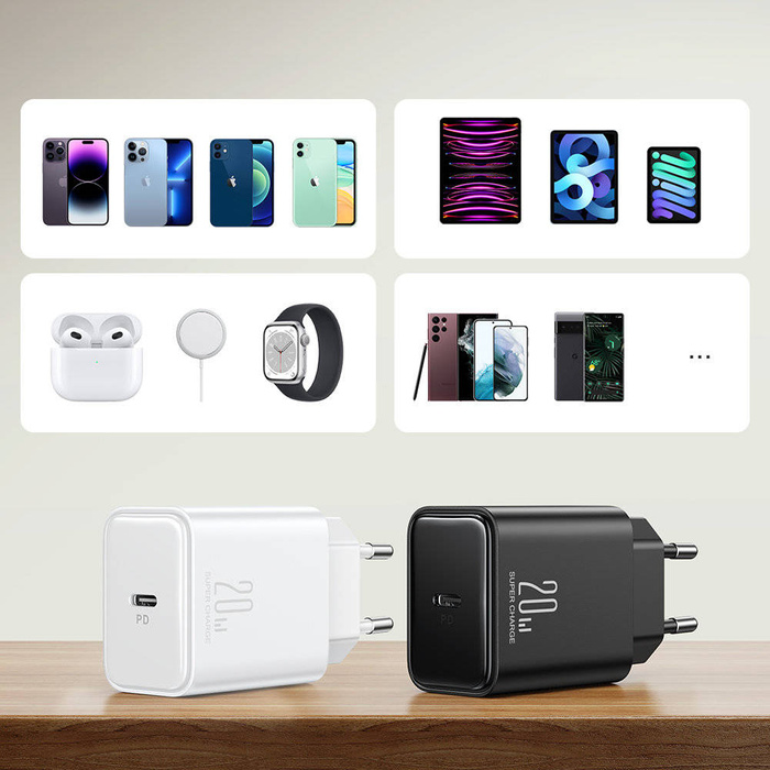 Ładowarka USB C 20W PD Joyroom JR-TCF06 z kablem USB C - Lightning | czarna