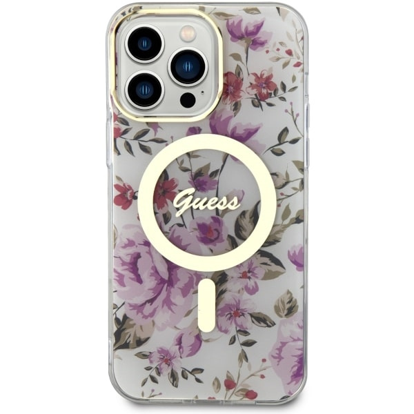 Etui Guess GUHMP14XHCFWST iPhone 14 Pro Max 6.7" transparent hardcase Flower MagSafe Case