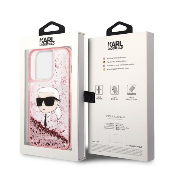 Etui KARL LAGERFELD Apple iPhone 14 Pro Max Glitter NFT Karl Head Różowy Hardcase