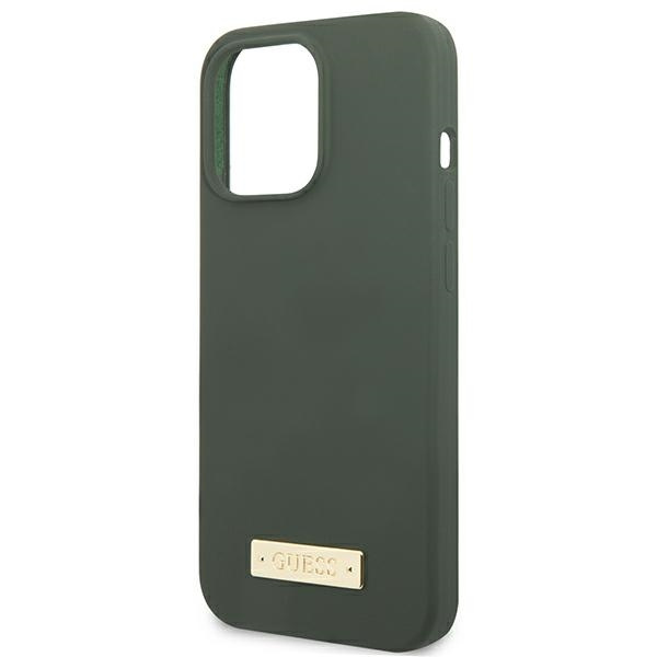 Etui GUESS Apple iPhone 13 Pro Max Silicone Logo Plate MagSafe Zielony Hardcase