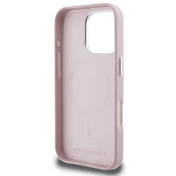 Etui Karl Lagerfeld iPhone 16 Pro 6.3" różowy/pink hardcase FW Metal Plate MagSafe
