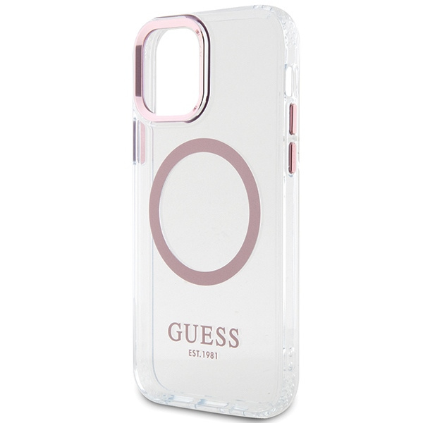 Etui Guess GUHMP12MHTRMP iPhone 12/12 Pro 6.1" różowy/pink hard case Metal Outline Magsafe Case