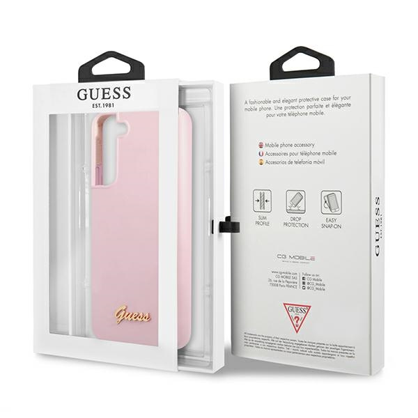 Etui GUESS Samsung Galaxy S22 Plus Silicone Script Metal Logo Lawendowy Hardcase