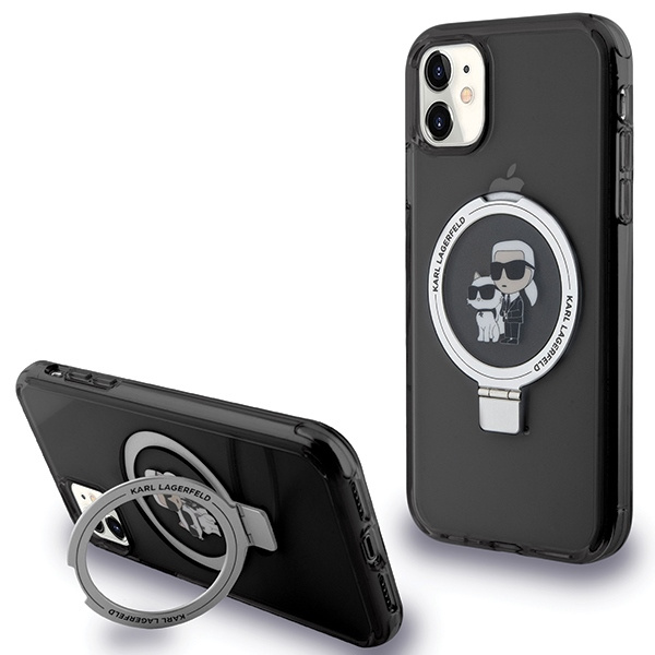 Etui Karl Lagerfeld KLHMN61HMRSKCK iPhone 11 / Xr 6.1" czarny/black hardcase Ring Stand Karl&Choupettte MagSafe Case