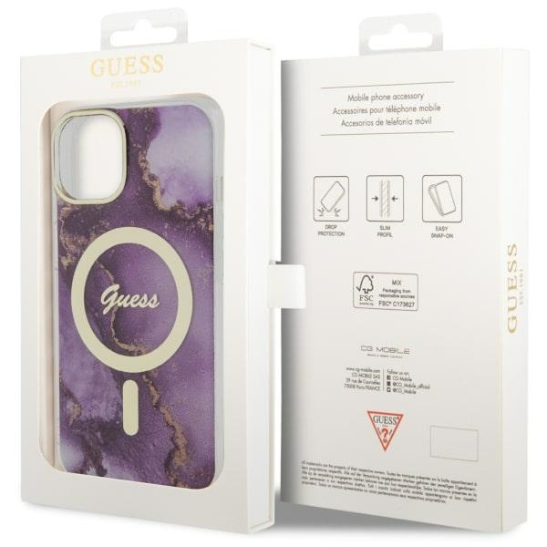 Etui Guess GUHMP14SHTMRSU iPhone 14 6.1" purpurowy/purple hardcase Golden Marble MagSafe Case