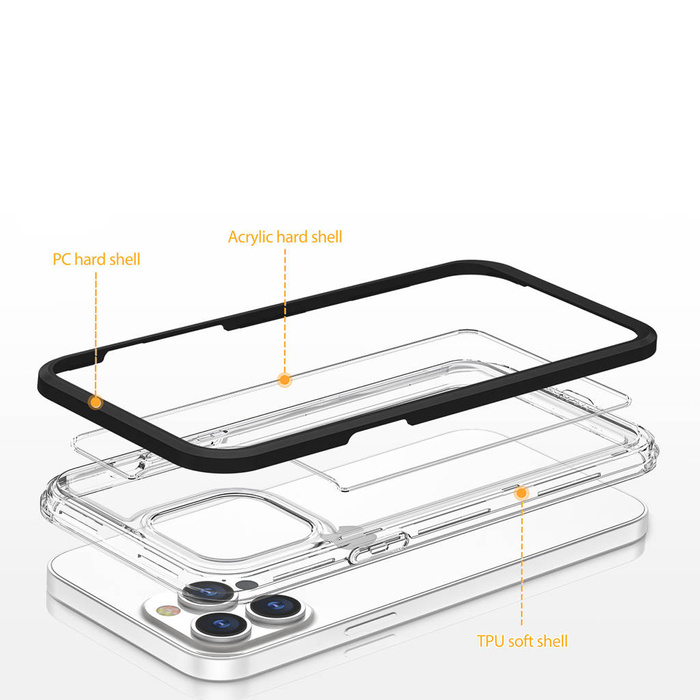 Etui Clear 3in1 Etui iPhone 14 Silikonowy Pokrowiec Z Ramką Czarne Case