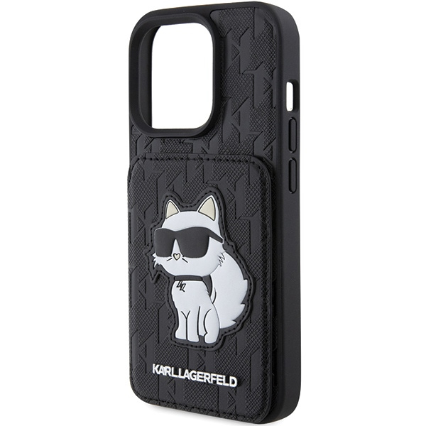 Etui Karl Lagerfeld KLHCP15XSAKCNSCK iPhone 15 Pro Max 6.7" czarny/black hardcase Saffiano Cardslots and Stand Monogram Choupette