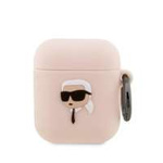 Karl Lagerfeld KLA2RUNIKP AirPods 1/2 cover różowy/pink Silicone Karl Head 3D