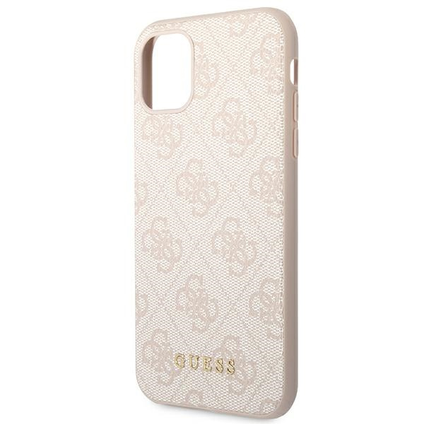 Etui GUESS Apple iPhone 11 4G Metal Gold Logo Różowy Hardcase