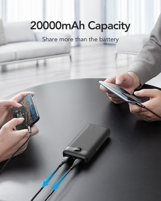 VEGER powerbank 20000 mAh PD QC3.0 2A 20W L20S (VP2039PD / W2039PD) czarny