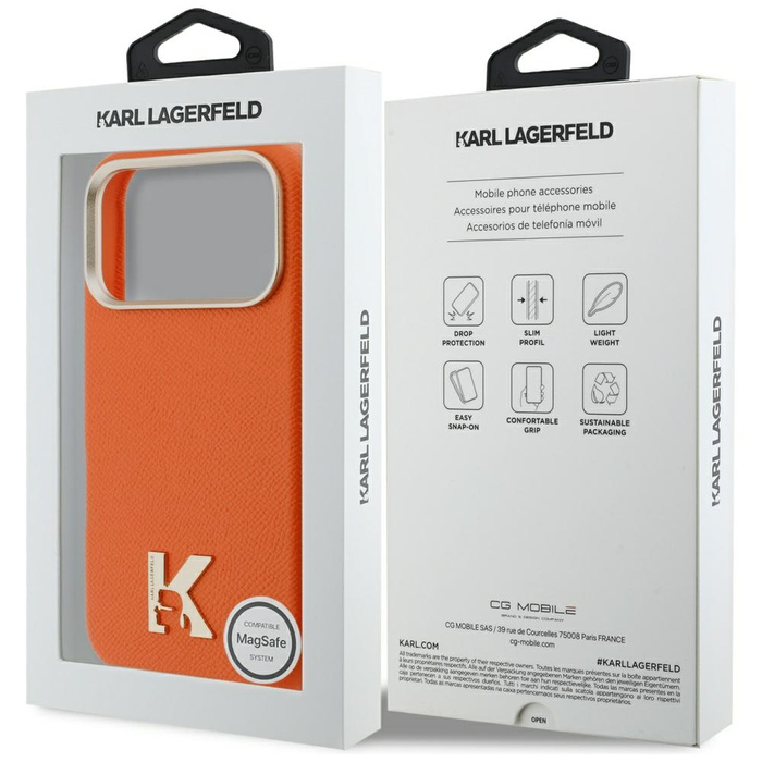 Etui Karl Lagerfeld Karl Head Logo       MagSafe do iPhone 17 Pro Max pomarańczowy