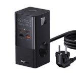 Stacja ładująca Baseus PowerCombo Tower 100W 2 x EU + 2 x USB-A + 2 x USB-C 1,5m - czarna