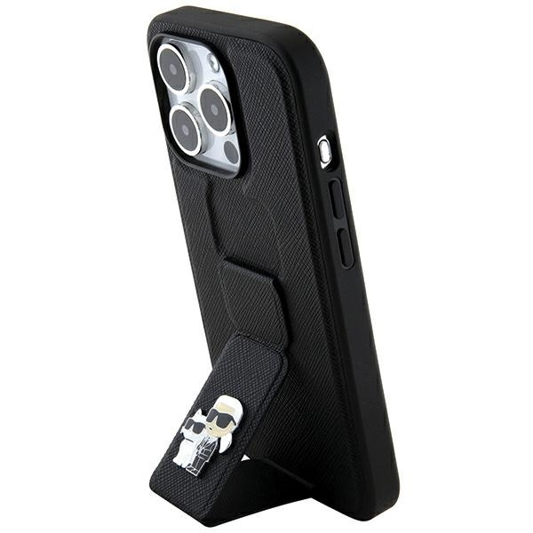 Etui Karl Lagerfeld KLHCP13LGSAKCPK iPhone 13 Pro / 13 6.1" czarny/black hardcase Gripstand Saffiano Karl&Choupette Pins Case