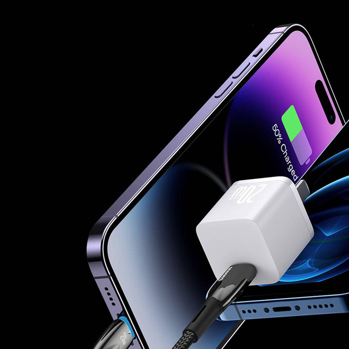 Baseus Glimmer Series kabel z szybkim ładowaniem USB-C - Lightning 480Mb/s PD 20W 1m biały