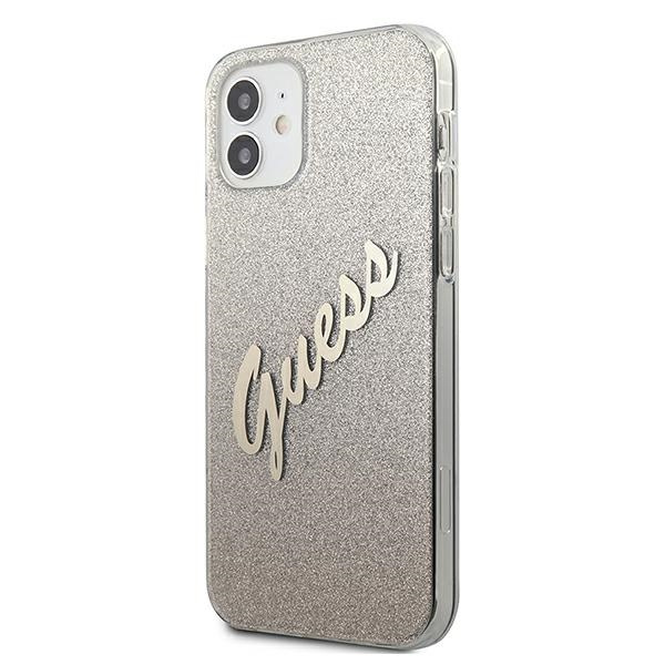 Etui GUESS Apple iPhone 12 Mini Glitter Gradient Script Złoty Hardcase