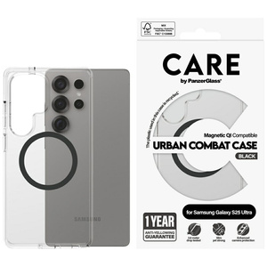 Etui CARE by PanzerGlass Flagship Urban   Combat Black QI do Samsung Galaxy S25 Ultra przezroczysty