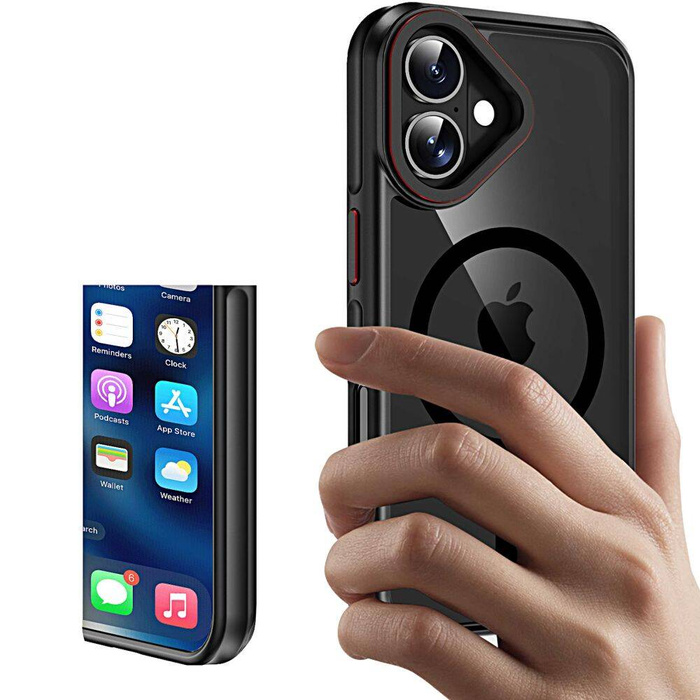 Etui Tech-protect Maghybrid Magsafe iPhone 16 Black/red