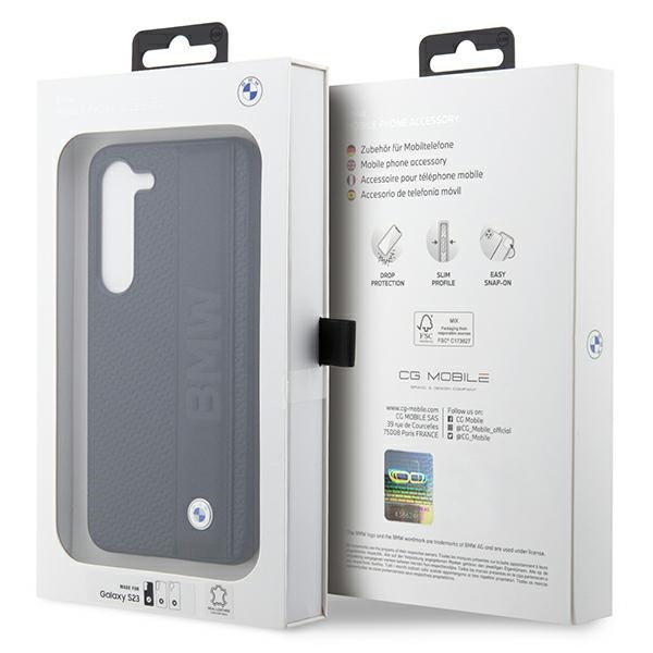 Etui Bmw Bmhcs23s22rdpk S23 S911 Czarny/black Hardcase Leather Textured & Stripe Case