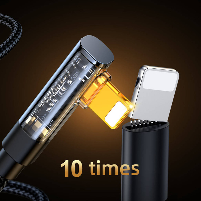 Joyroom kabel Lightning kątowy - USB C do szybkiego ładowania i transferu danych 20W 1,2 m czarny (S-CL020A6)