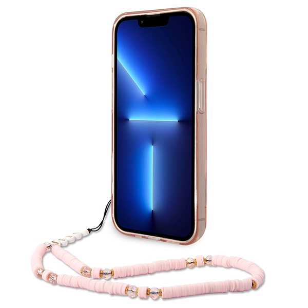 Etui GUESS Apple iPhone 14 Pro Translucent Pearl Strap Różowy Hardcase