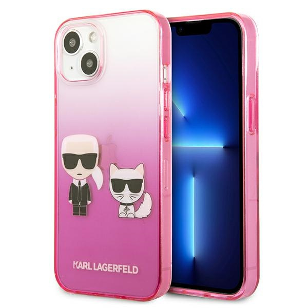 Etui KARL LAGERFELD Apple iPhone 13 Mini Gradient Ikonik Karl & Choupette Różowy Hardcase