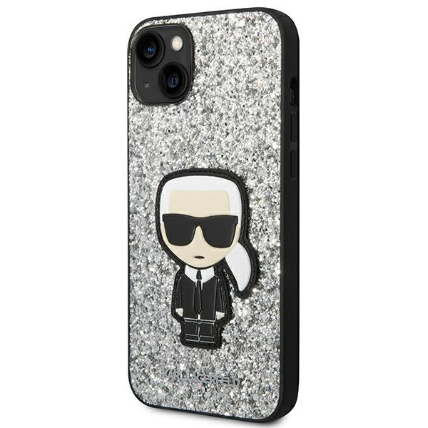 Etui KARL LAGERFELD Apple iPhone 14 Plus Glitter Flakes Ikonik Srebrny Hardcase