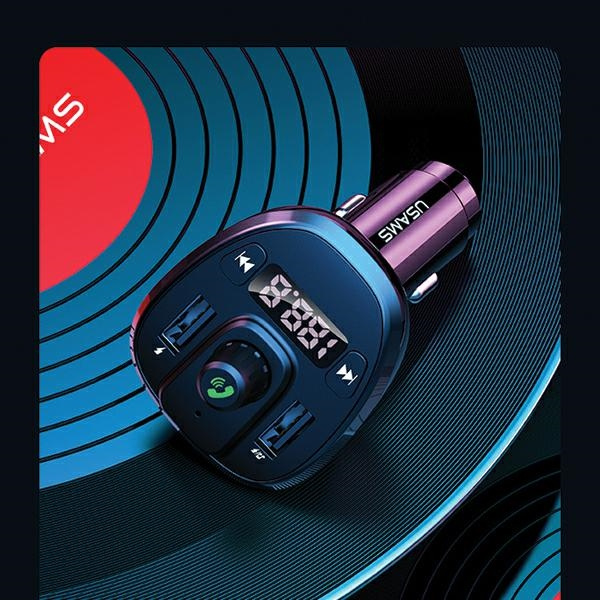 Zestaw Głośnomówiący USAMS Z Transmiterem FM Bluetooth 5.0 Odtwarzacz MP3 Ładowarka 2xUSB 3,4A