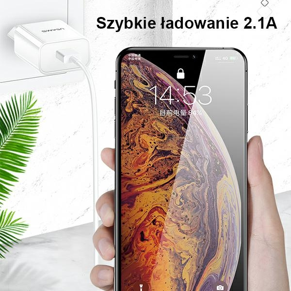 Ładowarka Sieciowa USAMS 1xUSB T18 2,1A Fast Charging Biały
