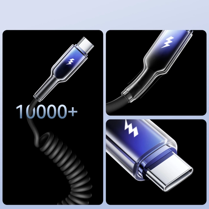 Kabel spiralny Joyroom S-A43 Crystal-Clear Series 3A USB-A - USB-C 1,5m - czarny