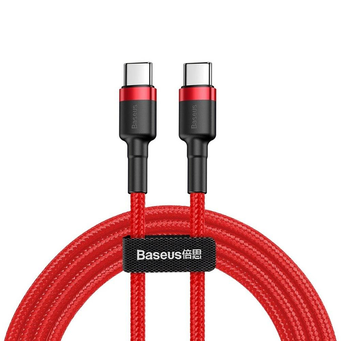 Baseus Cafule Cable wytrzymały nylonowy kabel przewód USB-C PD / USB-C PD PD2.0 60W 20V 3A QC3.0 1M czerwony (CATKLF-G09)